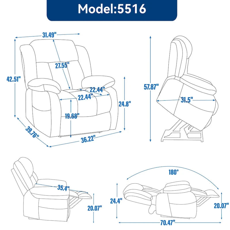 Dual Motor Infinite Position Electric Power Lift Recliner Chair - Genuine Leather Brown