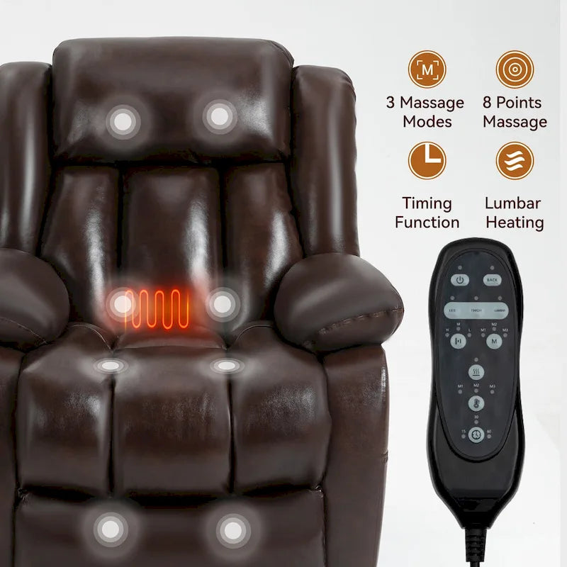 Dual Motor Infinite Position Electric Power Lift Recliner Chair - Genuine Leather Brown