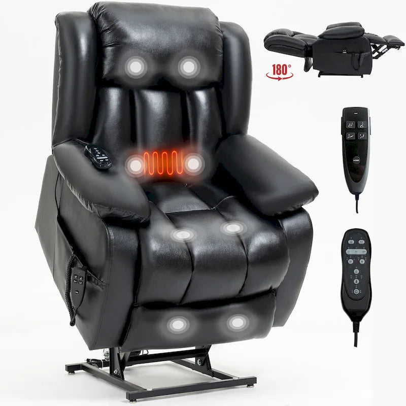 Dual Motor Infinite Position Electric Power Lift Recliner Chair - Genuine Leather Brown