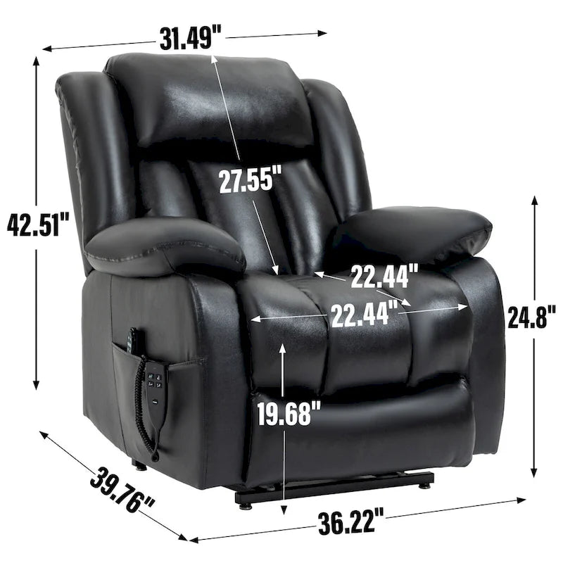 Dual Motor Infinite Position Electric Power Lift Recliner Chair - Genuine Leather Brown