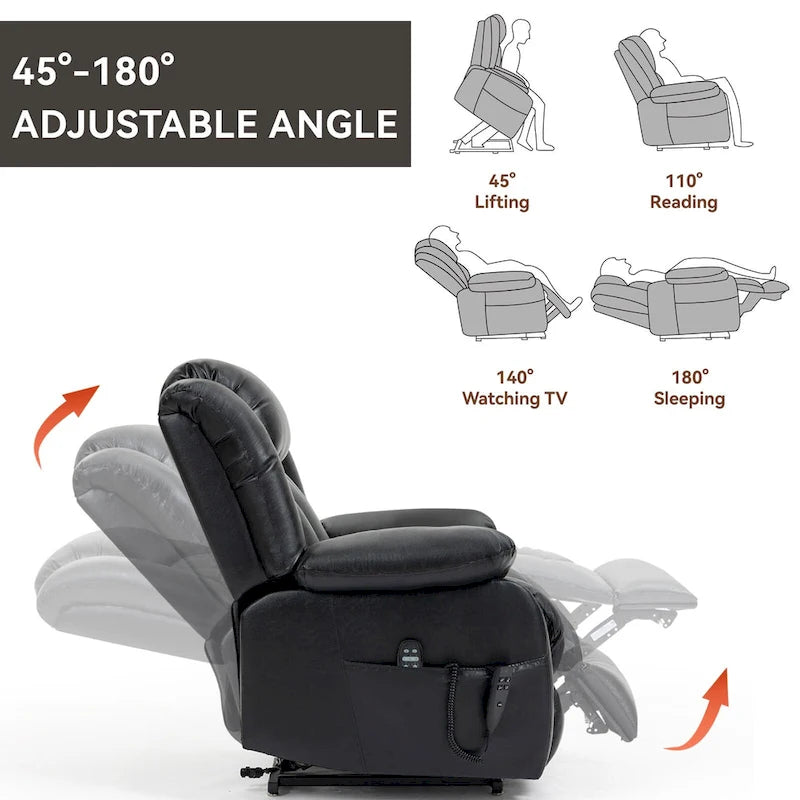 Dual Motor Infinite Position Electric Power Lift Recliner Chair - Genuine Leather Brown
