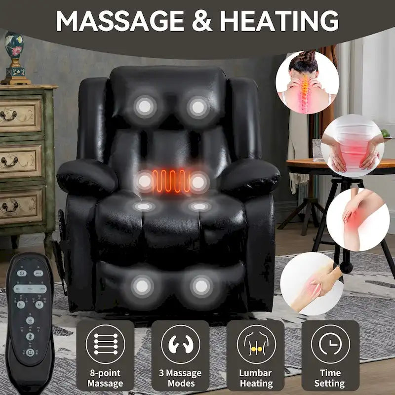 Dual Motor Infinite Position Electric Power Lift Recliner Chair - Genuine Leather Brown
