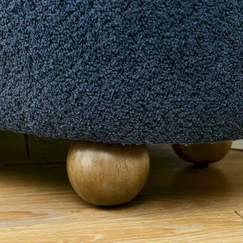 Upholstered Storage Ottoman Bench with Oval Wood Legs