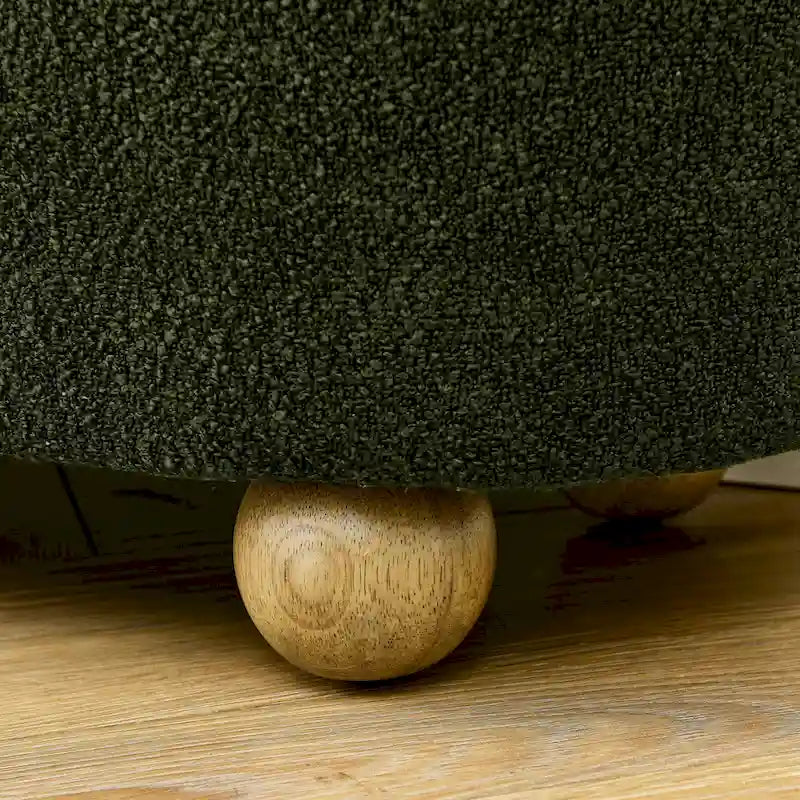 Upholstered Storage Ottoman Bench with Oval Wood Legs