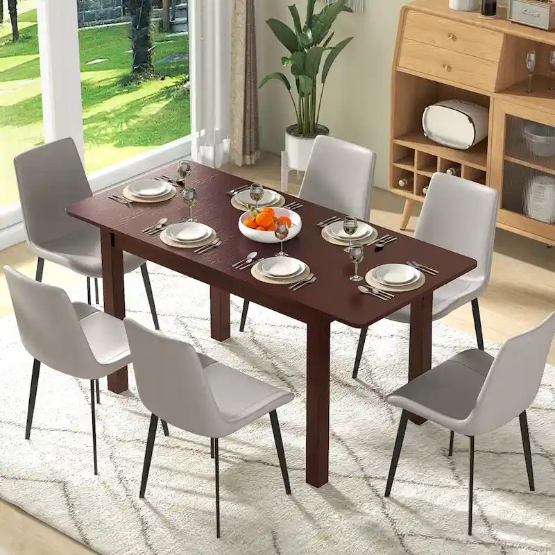 Extendable Folding Rubber Wood Dining Table - Cherry - Seats 4-6