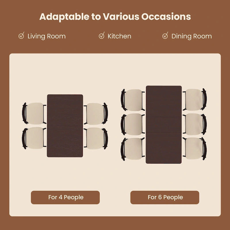 Extendable Folding Rubber Wood Dining Table - Cherry - Seats 4-6