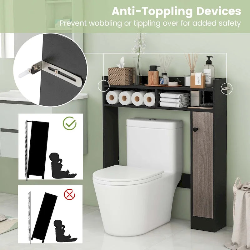 Over the Toilet Bathroom Cabinet Floor Storage Organizer