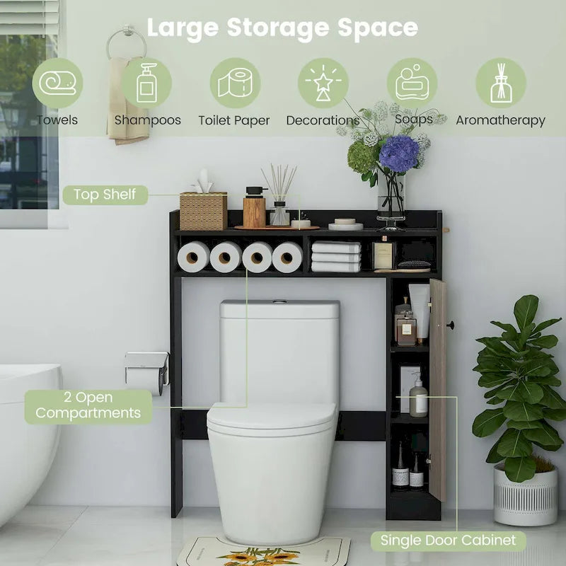 Over the Toilet Bathroom Cabinet Floor Storage Organizer