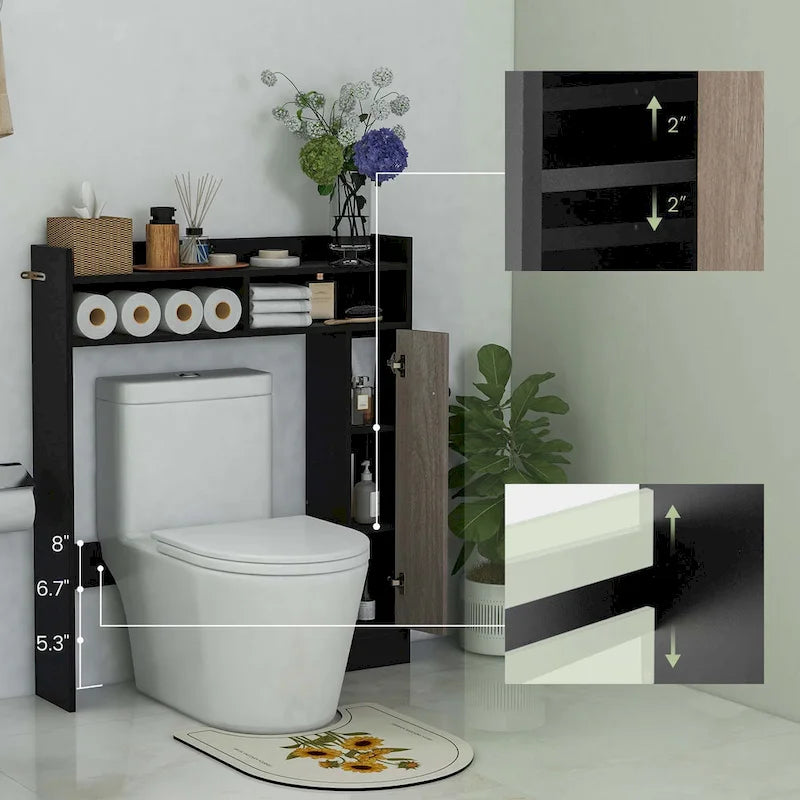 Over the Toilet Bathroom Cabinet Floor Storage Organizer