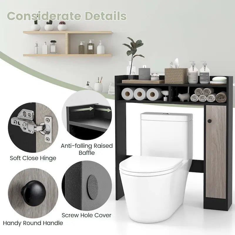 Over the Toilet Bathroom Cabinet Floor Storage Organizer