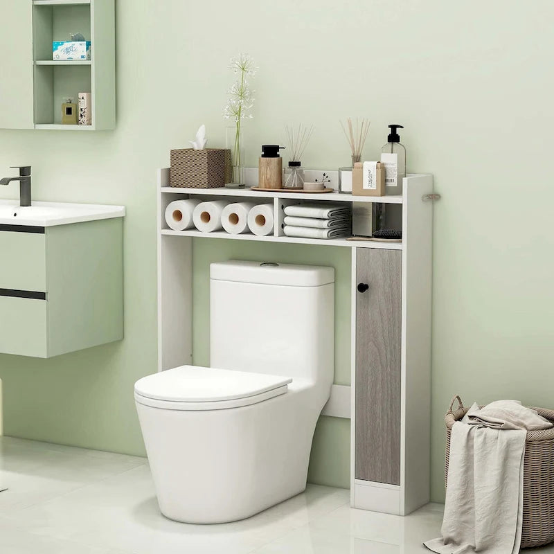 Over the Toilet Bathroom Cabinet Floor Storage Organizer