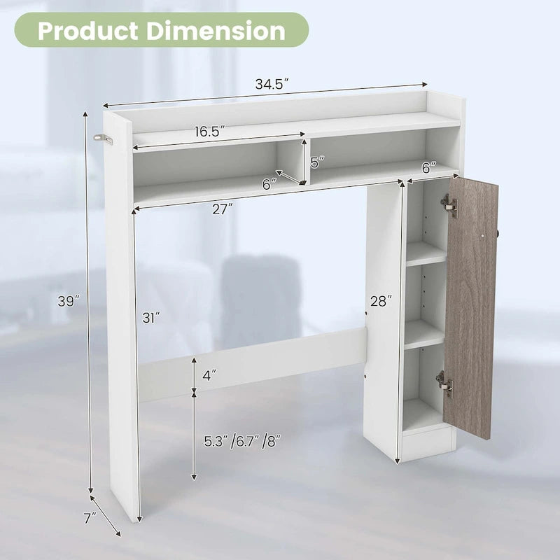 Over the Toilet Bathroom Cabinet Floor Storage Organizer