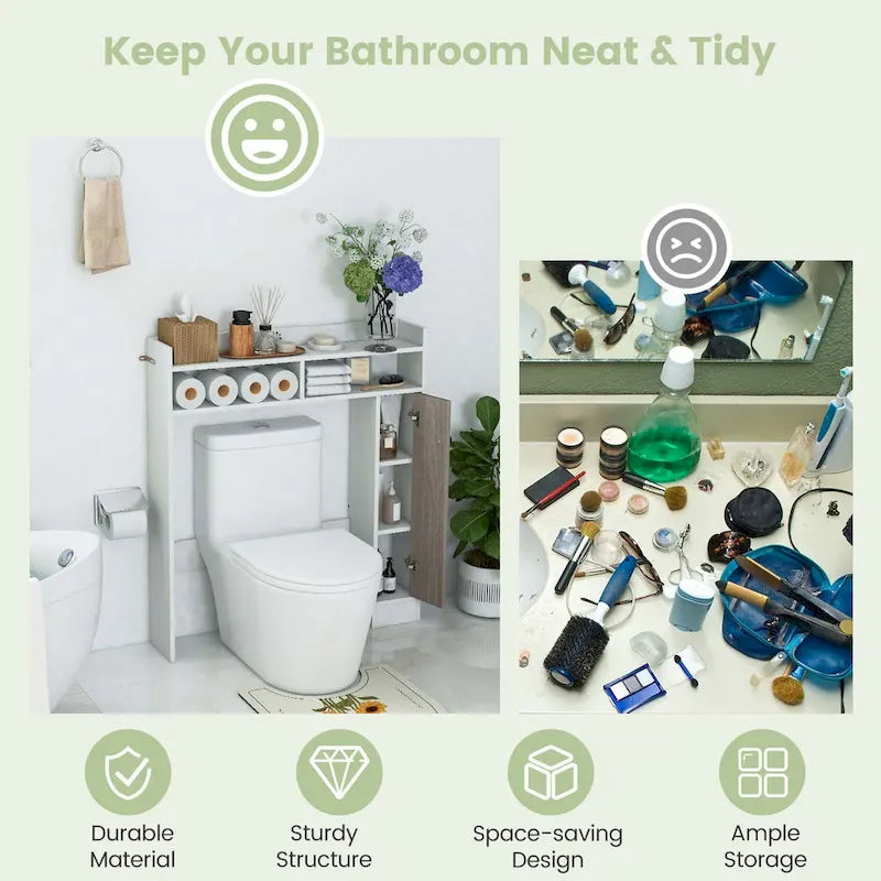 Over the Toilet Bathroom Cabinet Floor Storage Organizer