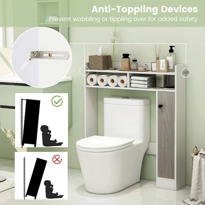 Over the Toilet Bathroom Cabinet Floor Storage Organizer