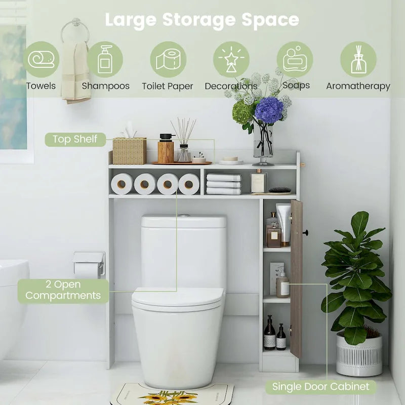 Over the Toilet Bathroom Cabinet Floor Storage Organizer