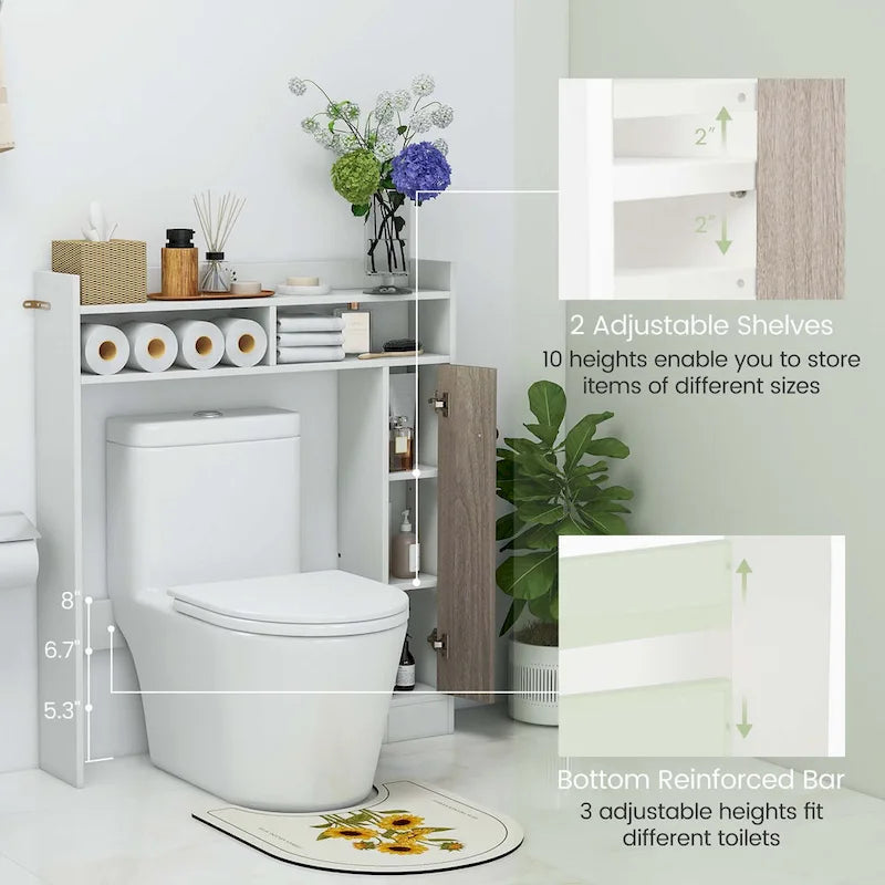 Over the Toilet Bathroom Cabinet Floor Storage Organizer