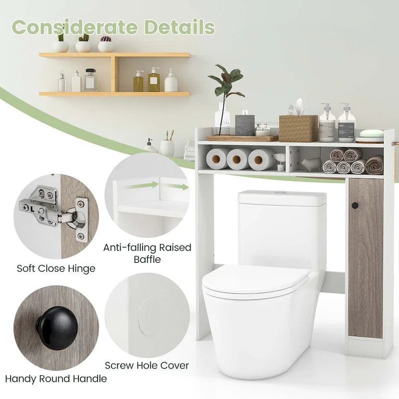 Over the Toilet Bathroom Cabinet Floor Storage Organizer