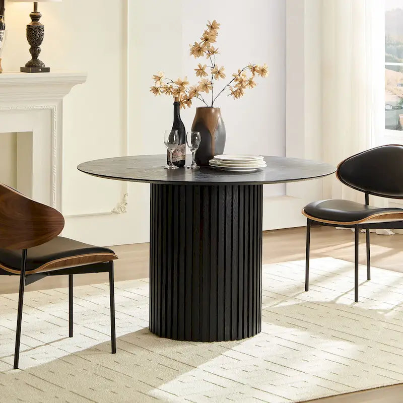 Extendable Farmhouse Round Dining Table with X-Base - Seats 2-6