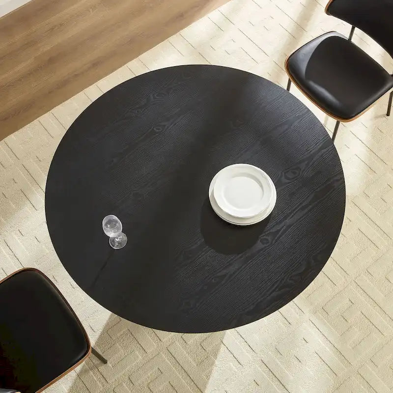 Extendable Farmhouse Round Dining Table with X-Base - Seats 2-6