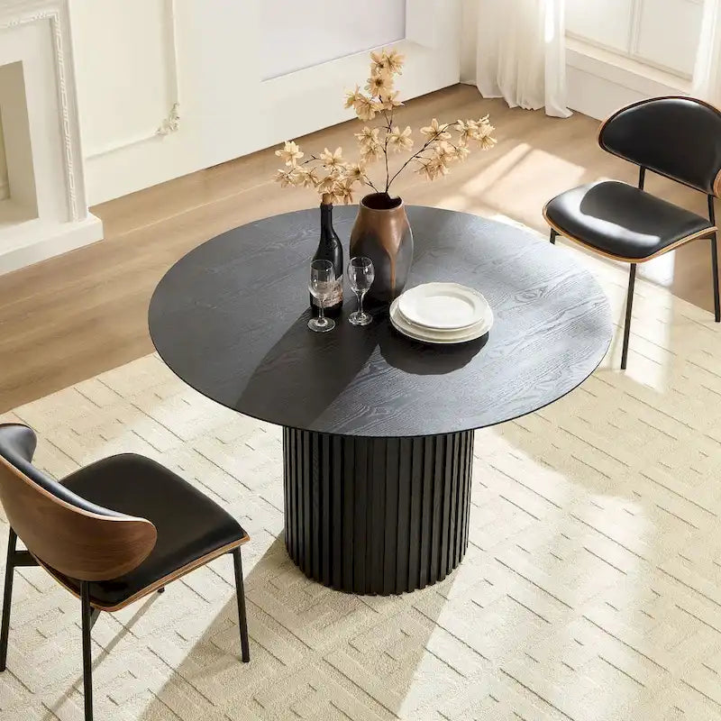 Extendable Farmhouse Round Dining Table with X-Base - Seats 2-6