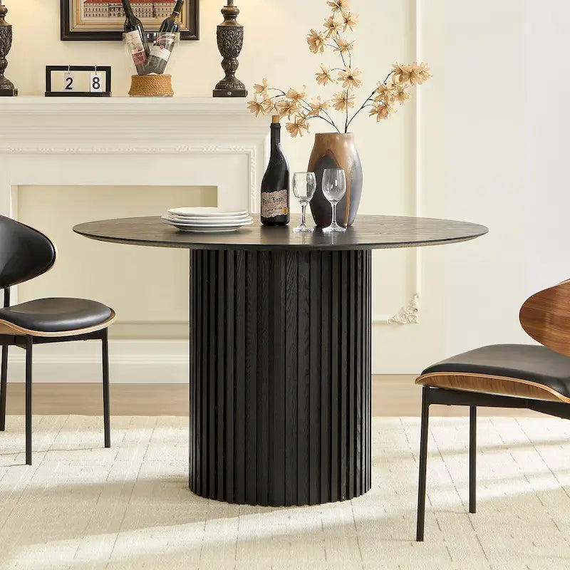 Extendable Farmhouse Round Dining Table with X-Base - Seats 2-6