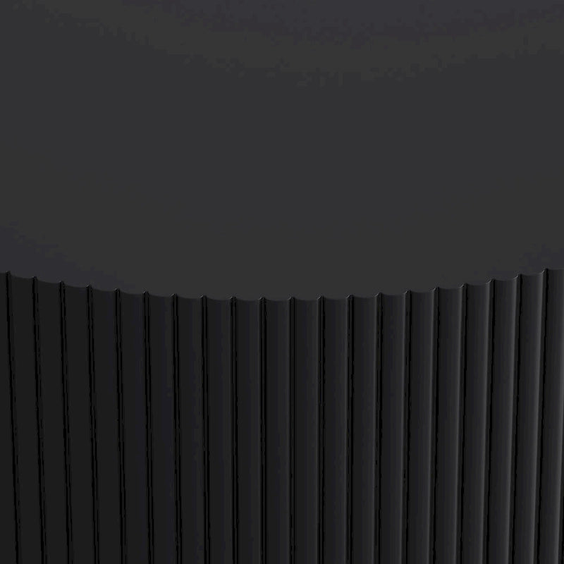 Double Layer Round Coffee Table Modern Center Table Vertical Striped Coffee Table with Storage Space, for Living Room