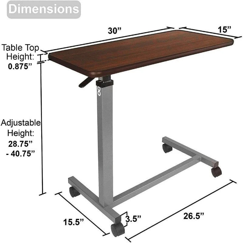 Adjustable Height Overbed Bedside Table