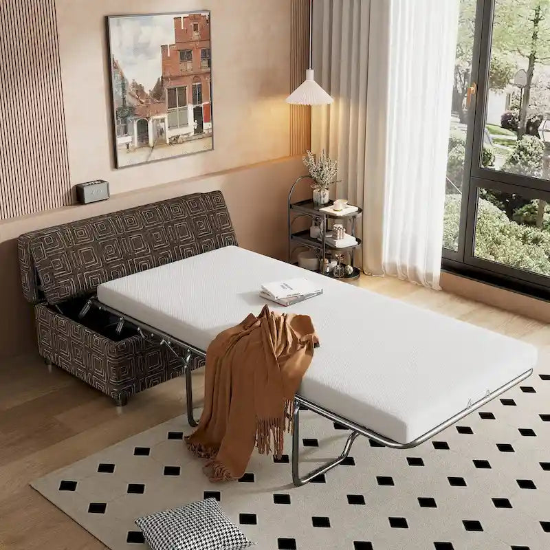 Twin Size Folding Ottoman Sleeper Bed with Mattress