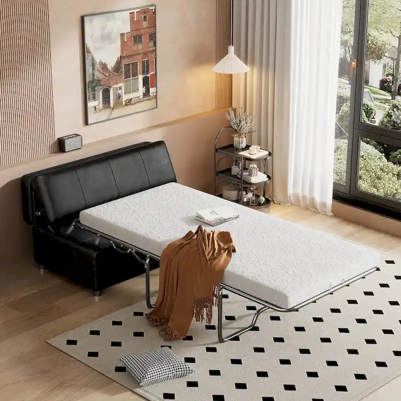 Twin Size Folding Ottoman Sleeper Bed with Mattress