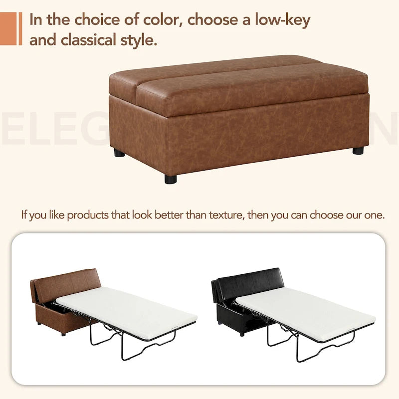 Twin Size Folding Ottoman Sleeper Bed with Mattress