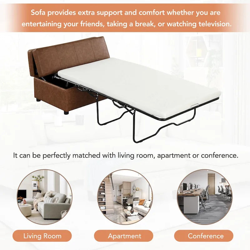 Twin Size Folding Ottoman Sleeper Bed with Mattress