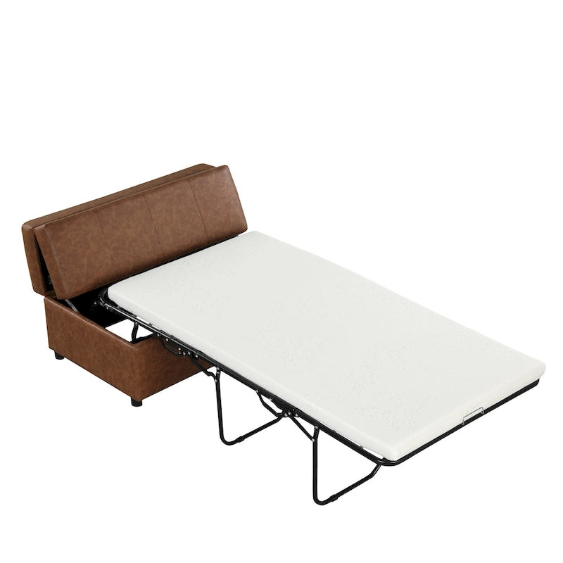 Twin Size Folding Ottoman Sleeper Bed with Mattress