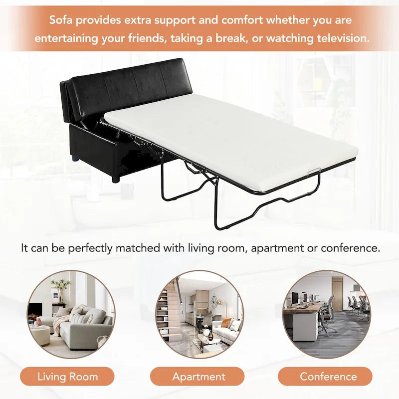 Twin Size Folding Ottoman Sleeper Bed with Mattress