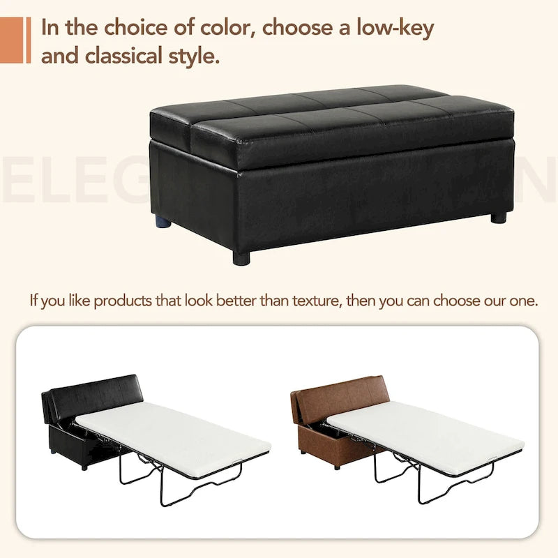 Twin Size Folding Ottoman Sleeper Bed with Mattress
