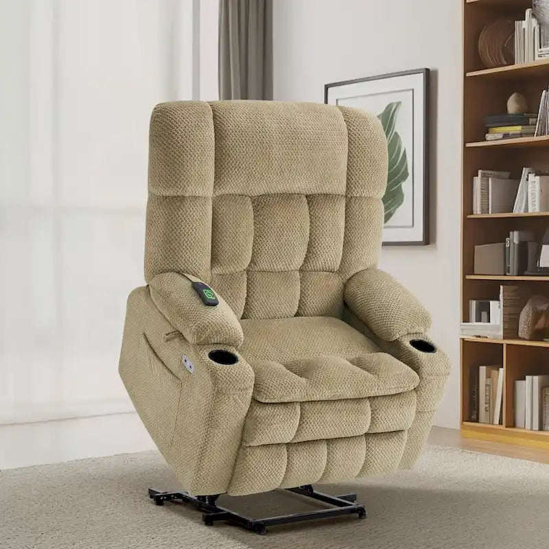 Dual Motor Power Lift Recliner Chair with Massage and Heat - Large Wide