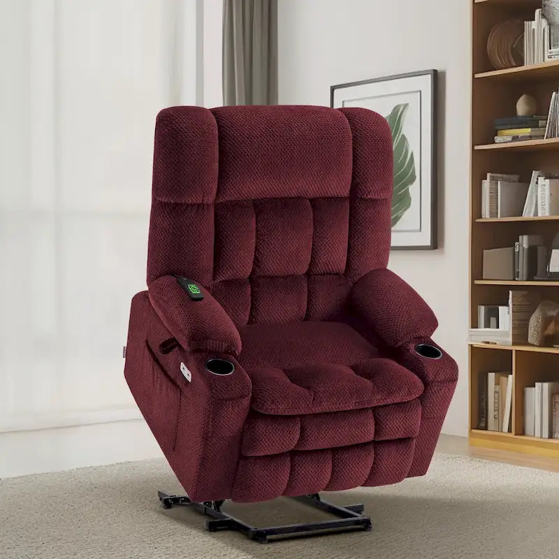 Dual Motor Power Lift Recliner Chair with Massage and Heat - Large Wide