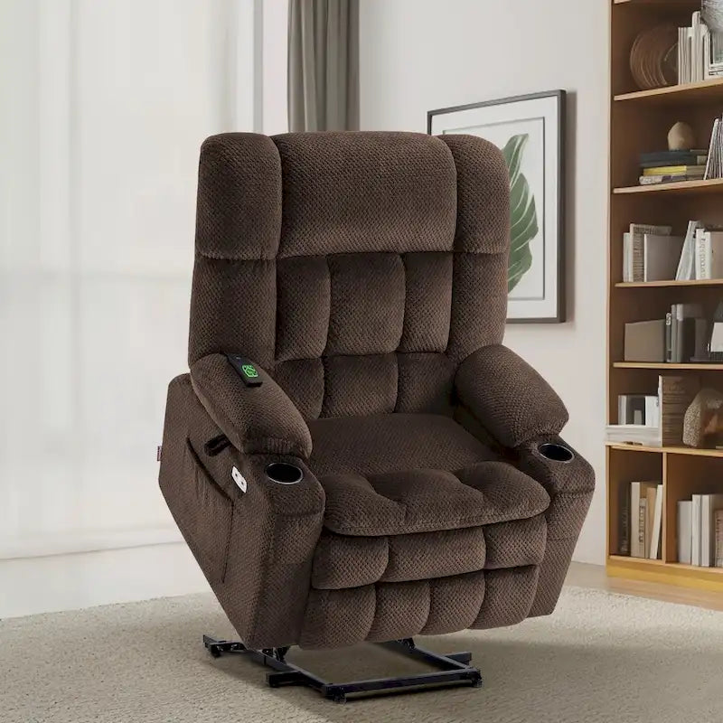 Dual Motor Power Lift Recliner Chair with Massage and Heat - Large Wide