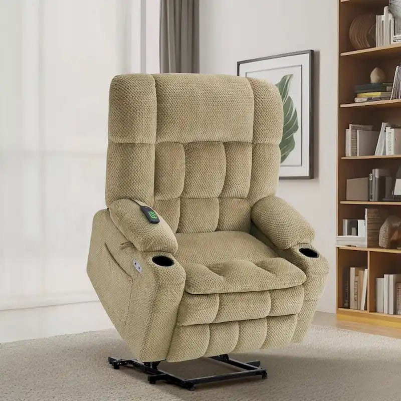 Dual Motor Power Lift Recliner Chair with Massage and Heat - Large Wide
