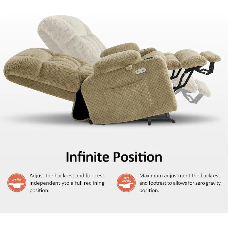 Dual Motor Power Lift Recliner Chair with Massage and Heat - Large Wide