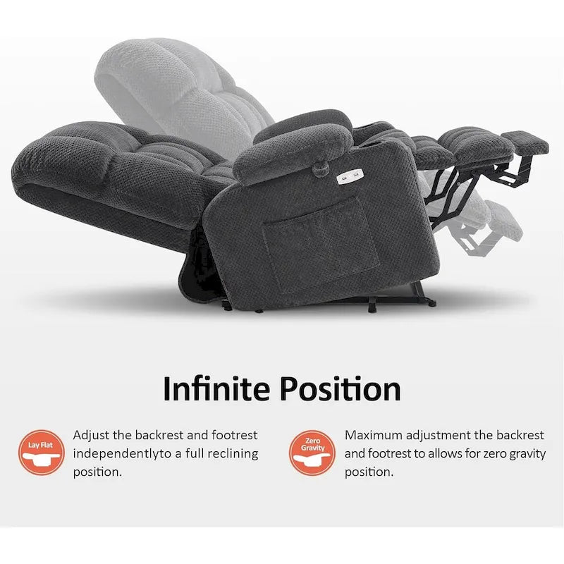 Dual Motor Power Lift Recliner Chair with Massage and Heat - Large Wide