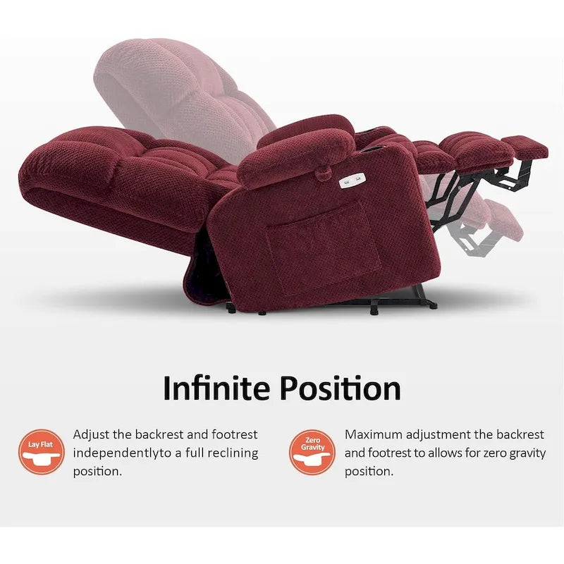 Dual Motor Power Lift Recliner Chair with Massage and Heat - Large Wide