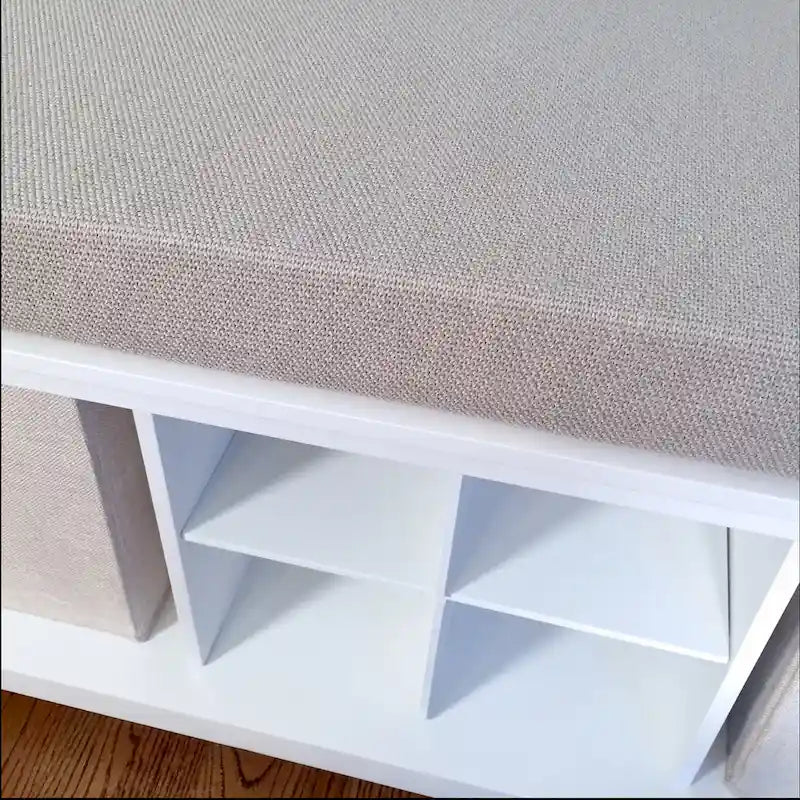 Solid Wood Entryway Bench with 4 Shoe Cubbies - White