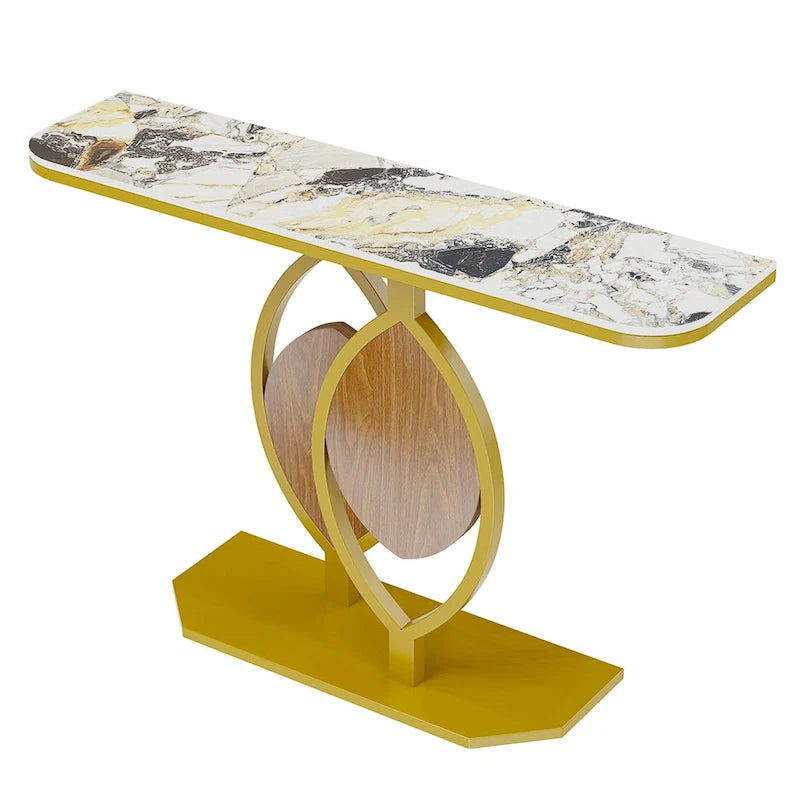 48 Modern Console Marble Table with Gold Base Entryway Living Room - 48x12x31