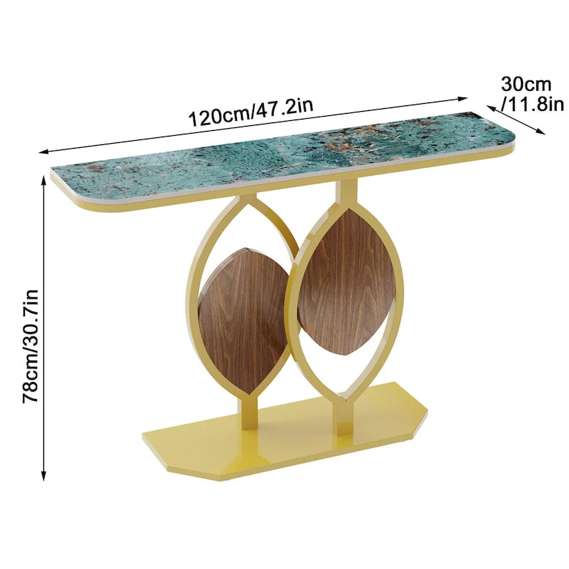 48 Modern Console Marble Table with Gold Base Entryway Living Room - 48x12x31