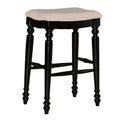 Backless Bar Stool with Turned Legs and Plush Curved Seat
