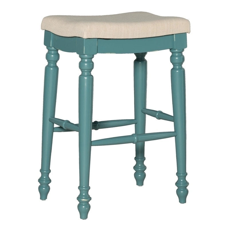 Backless Bar Stool with Turned Legs and Plush Curved Seat
