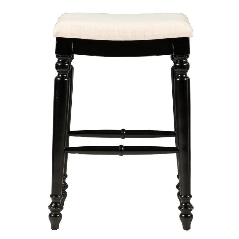 Backless Bar Stool with Turned Legs and Plush Curved Seat