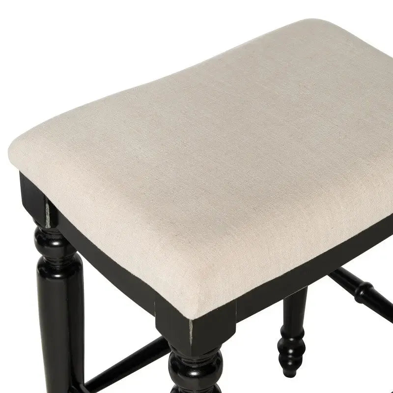 Backless Bar Stool with Turned Legs and Plush Curved Seat