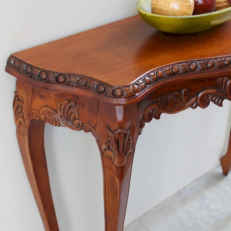 Hand Carved Wood Console Table