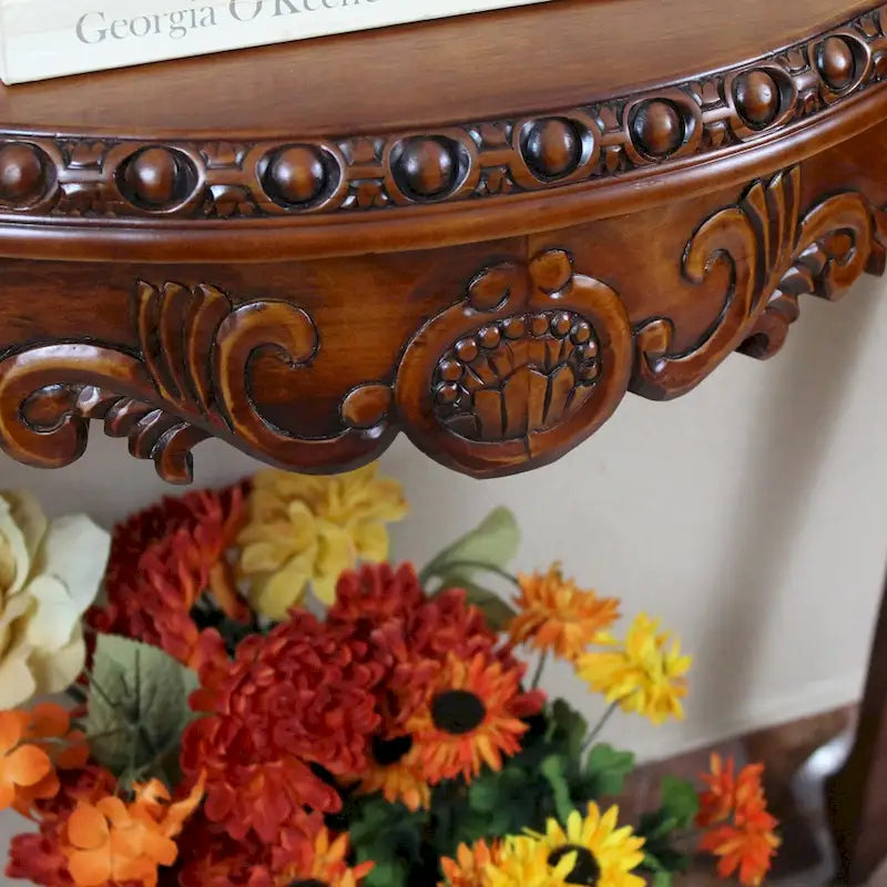 Hand Carved Wood Console Table